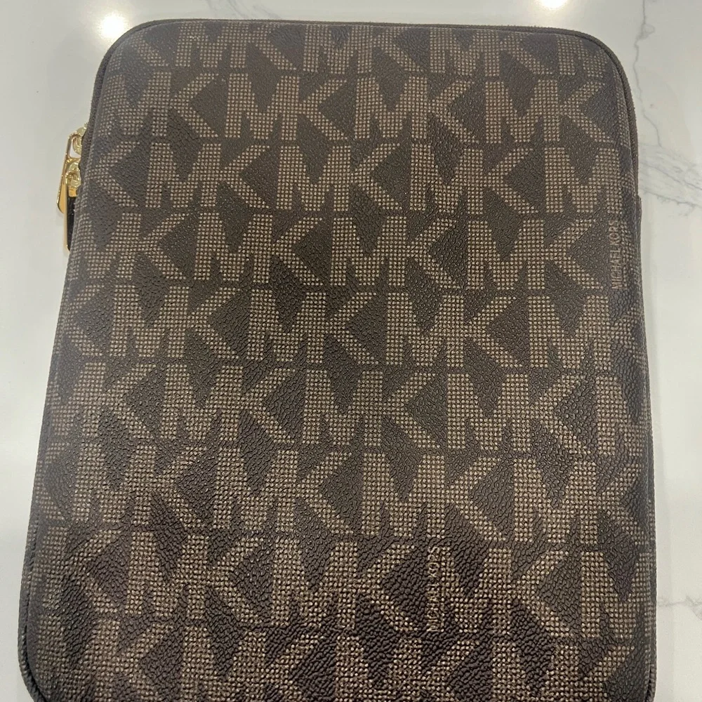 Michael Kors Black and Brown Logo Tablet Carrying Case